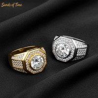 Bague pour homme Dominant 2 carats solitaire VVS Moissanite, monture en argent sterling S925 électroplaqué, logo personnalisé, vente en gros B2B