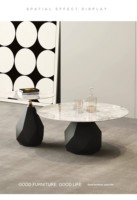 Table basse ronde en marbre blanc de style italien luxe léger, table centrale en pierre, idéale pour salon, villa et mobilier d'hôtel