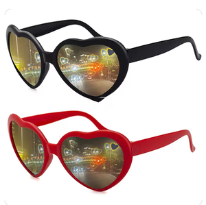 Lunettes de soleil <span class=keywords><strong>en</strong></span> forme de coeur pour femmes avec lumières à changement de couleur Lunettes de diffraction nocturne pour les occasions de Noël - Product Image 1