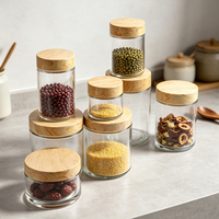 Vente directe usine : Pot en verre avec couvercle à vis en plastique imitation bois pour le stockage de thé, épices, miel, confiture, produits fermentés, café en grains, céréales et aliments.