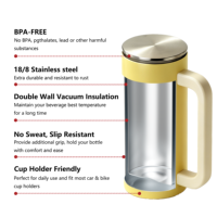 Mug isotherme tendance à motif personnalisé, sans BPA, en acier inoxydable 304, à double paroi sous vide, pour café et eau de bureau