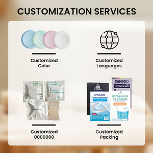 Caja de papel de diseño gratuito con logotipo personalizado, tabletas de limpieza de dentaduras, alineadores <span class=keywords><strong>Invisalign</strong></span>, protector bucal para dentaduras postizas, <span class=keywords><strong>limpiador</strong></span> Dental - Product Image 5