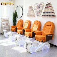 Ensemble de chaise de pédicure et de manucure électrique réglable, tabouret, mobilier de salon de beauté de luxe, lampe LED 7 couleurs, système de jets d'hydrothérapie