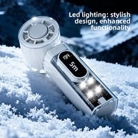 Ventilateur de poche haute vitesse, mini-ventilateur portable avec 199 vitesses, affichage numérique LED, transparent avec éclairage intégré