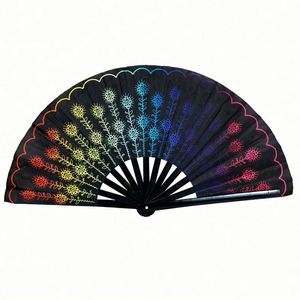 พัดพับทำมือจากจีน/ญี่ปุ่น ทำจากพลาสติกและผ้าไนลอน สำหรับสุภาพสตรีและสุภาพบุรุษ เหมาะสำหรับการแสดง ตกแต่ง งานเต้นรำ และเทศกาลต่างๆ - Product Image 6