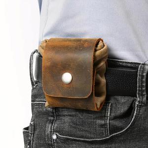 Genuine Leather Canvas Foraging Waist <b>Pouch</b> Leather <b>Pouch</b> Belt Bag for <b>Men</b> Camping Hiking Fruit Picking Mushroom Fruit Foraging - Product Image 4