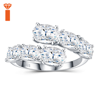 Bague ouverte torsadée multi-pierres en moissanite pour femme, en argent sterling S925, 4,12 carats, taille ovale et ronde, bague de cocktail spectaculaire, certifiée GRA