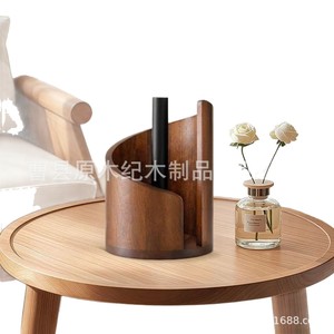Wooden Upright Minimalist Desktop Paper Towel Holder Round Free <b>Standing</b> For Kitchen And Office Decoration - Product Image 1