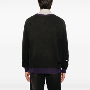 เสื้อสเวตเชิ้ตคอกลมทรงปกติสำหรับผู้ชาย ยี่ห้อ KingSen ปักลายแบบสั่งทำพิเศษ สไตล์วินเทจ สีสันตัดกัน แต่งขาดแบบดิสเทรส - Product Image 5
