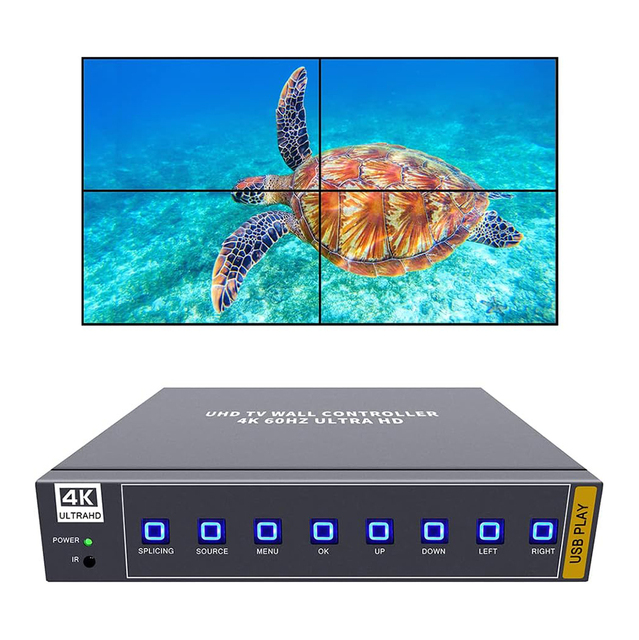 4K  USB Video Wall Controller 2*2 1*2 2*1 1*3 TV Wall Controller Max TV Splicing Display with Inputs Support Video Picture