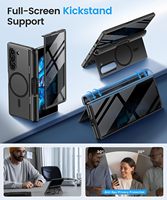 Étui BERFY Z Fold 6 avec protection d'écran anti-espion, béquille intégrée, emplacement pour S Pen, protection de la charnière, en TPU+PC, design épuré pour