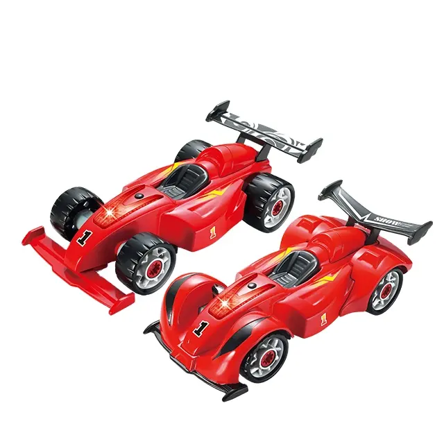 2 In 1 Assembled DIY Kids Toys Personalized Racing Car With Light And Sound Screw Take Apart Toys