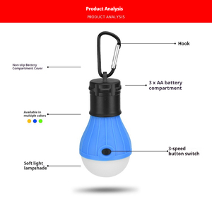 Lanterne LED pour tente de camping, <span class=keywords><strong>ampoule</strong></span> d'urgence portable super lumineuse, étanche, avec crochet de fixation pour la randonnée, les fêtes - Product Image 5