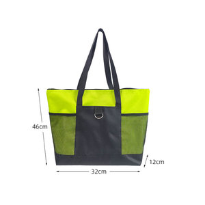 Sac fourre-tout en tissu Oxford 46x32x12cm avec grande poche horizontale en maille vert noir - Product Image 1