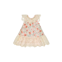 Robe en coton pour enfants 2026BA, style pastoral d'été, pour filles, plissée, brodée de fleurs, bordure soluble dans l'eau, style princesse