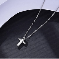 Hxjkc INS — bijoux en argent sterling 925 pour femmes, collier avec chaîne à maillons en diamant, pierre précieuse carrée en zircon, pendentif en croix