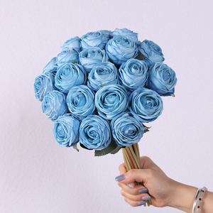 7 Tête Roses Bouquet Fleurs Artificielles Décor De Mariage Main Bouquet Blanc-rouge-<span class=keywords><strong>rose</strong></span>-bleu Réaliste Éternelle Faux Roses - Product Image 6