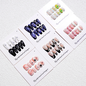 Bán buôn Acrylic giả Nail UV Gel hoàn thành Móng Tay Giả tái sử dụng Handmade Báo Chí trên móng tay - Product Image 4