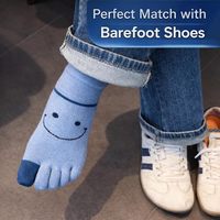 Chaussettes de yoga antidérapantes Tabi à motif visage souriant, chaussettes Pilates personnalisées à cinq doigts antidérapantes pour femmes, chaussettes de danse barre, ballet et fitness