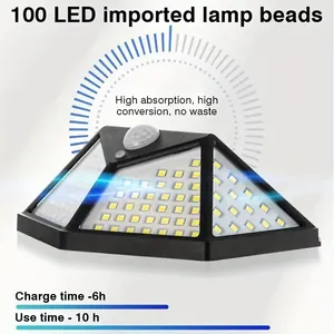 Luces Solares para Jardín Exterior, 100 <span class=keywords><strong>LED</strong></span>, 3 Modos de Iluminación, <span class=keywords><strong>Sensor</strong></span> de Movimiento, IP65 Impermeable, Lámpara de Pared Solar - Product Image 3