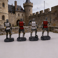 Figurines de Chevaliers Templiers Médiévaux Peintes à la Main, Artisanat en Résine, Statues de Guerriers Croisés avec Épées et Boucliers, Sculpture de Collection