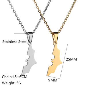 Edelstahl-Schmuck Hip-Hop-Helden-Tier-Fledermaus-Anhänger-Halskette für Männer in Silber- und Goldfarben - Product Image 2
