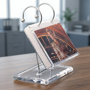 Porte-cartes en acrylique avec support en forme de C, cadre d'affichage vertical pour photo ou calendrier, décoration de bureau, style moderne, finition polie - Product Image 2