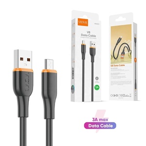 VIDVIE Mobil sạc cáp dày PVC đen trắng 3A sạc nhanh micro USB Cáp dữ liệu V8 Turbo truyền dữ liệu Cabo - Product Image 1