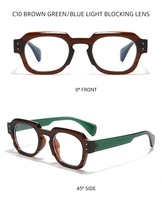 QSKY Vintage nouvelle mode écaille de tortue personnalisé lunettes optique 2024 Rectangle Anti lumière bleue Rivet lunettes pour les femmes