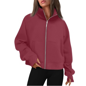Sudadera Deportiva Personalizada para Mujer, Manga Larga, Cuello Alto, Holgada, Informal, Chaqueta Deportiva para Mujer - Product Image 3