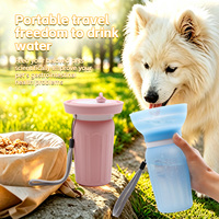 Gobelet de voyage pliable en silicone pour chien et chat avec bol pliable anti-fuite, bouteille d'eau durable à suspendre pour une utilisation en extérieur
