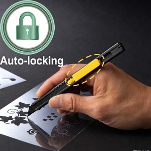 Cuchillo multiusos Gebildet, 5 piezas, acero inoxidable negro, cuchillas desprendibles, cortador bloqueable para uso con mano derecha e izquierda - Product Image 2