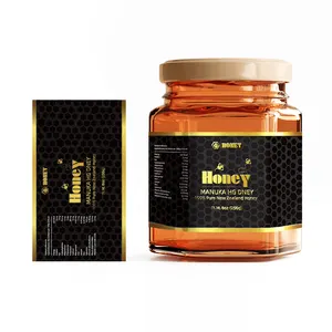 Personalized Design Waterproof Black Gold Foil Honey Bottle Label Sticker Custom Honey Jar Labels