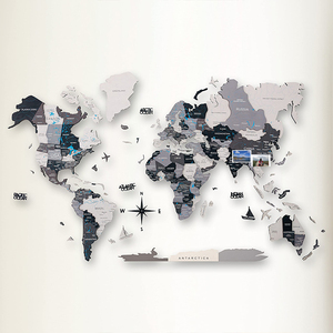 Nhà máy bán buôn cho nhà bản đồ trang trí nội thất bằng gỗ 3D trang trí nghệ thuật tường gỗ bản đồ thế giới - Product Image 2