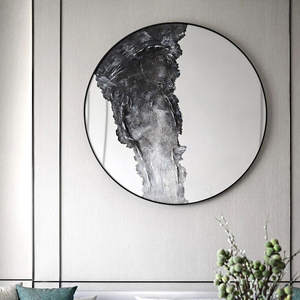 Pittura a inchiostro in stile cinese colore scuro dipinto a mano Texture art Interior design wall decor incorniciato arti e dipinti della parete - Product Image 4