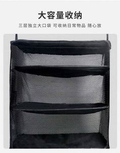 Organisateur de rangement suspendu en maille noire avec 3 étagères et compartiment inférieur zippé pour placard - Product Image 6