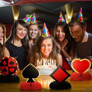 Centres de table en papier nid d'abeille sur le thème du poker et du casino pour la décoration des tables de fête (vente en gros) - Product Image 2