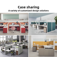 Ensemble de bureaux de personnel face à face pour deux personnes, avec cloison en T et cabine en F, design simple, démontable, pour bureau