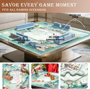 Tapis de jeu de mahjong chinois vert sarcelle 31,5 x 31,5 pouces, réduction du bruit, pour mahjong américain, poker et <span class=keywords><strong>dominos</strong></span> - Product Image 3