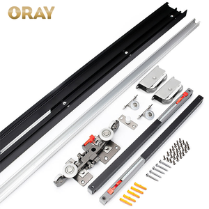 Système de porte coulissante automatique murale en aluminium, <span class=keywords><strong>quincaillerie</strong></span> de porte invisible, <span class=keywords><strong>portail</strong></span> <span class=keywords><strong>coulissant</strong></span> télescopique avec rail et roulettes dissimulés - Product Image 1