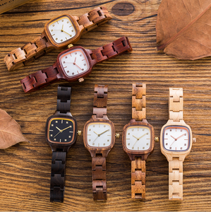 Elegante quadrante a diamante in <span class=keywords><strong>legno</strong></span> di bambù per le donne alla moda quadrato quarzo Montre Femme di lusso riserva di energia - Product Image 1