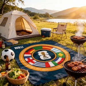 Couverture <span class=keywords><strong>de</strong></span> pique-nique style rétro <span class=keywords><strong>Coupe</strong></span> <span class=keywords><strong>du</strong></span> <span class=keywords><strong>Monde</strong></span> FIFA 2026, épaisse et isolante, bleu foncé, pour salon intérieur et camping extérieur - Product Image 3