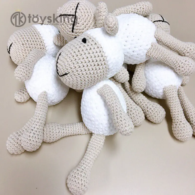 Buatan tangan lucu mainan lembut ungu berbulu domba rajutan wol benang domba Crochet mainan hewan Amigurumi