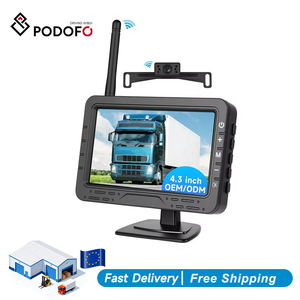 Caméra de recul sans fil à signal numérique Podofo 4,3'' + caméra de plaque d'immatriculation arrière pour voiture, étanche 12V - Product Image 1