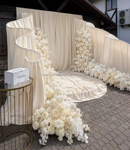 Ivory Curtain Curve Backdrop Stand S Shape Wavy Backdrop Stand Metal <strong>Arch</strong> <strong>Frame</strong> with Fabric Curtain for Wedding Party Decor - Product Image 1