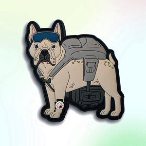 맞춤형 동물 모양 불규칙한 개인화 된 패턴 프랑스 개 낙하산 프렌치 불독 사용자 정의 부드러운 PVC 고무 패치 - Product Image 1