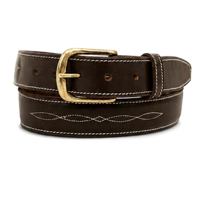 Cinturón de equitación de cuero genuino premium para deportes ecuestres y montar a caballo con costuras elegantes de Divine International - Product Image 1