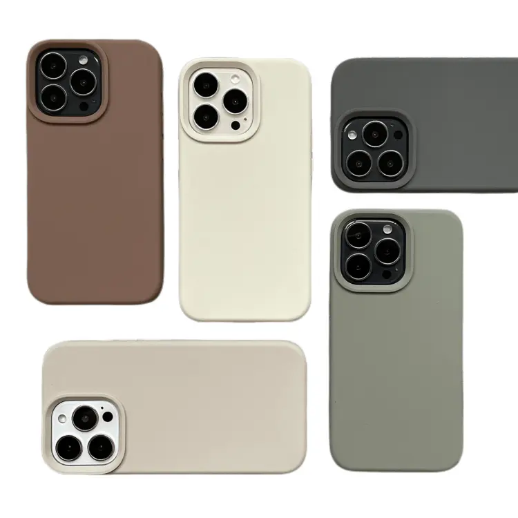 Venta al por mayor de fábrica, funda de teléfono de silicona líquida auténtica pura, adaptada para la serie iPhone 8-14 sin imán