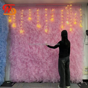 SMOOTH New Design Customized Pink Tulle <b>Flower</b> <b>Wall</b> Backdrop for Wedding Party Events Decor - Product Image 3