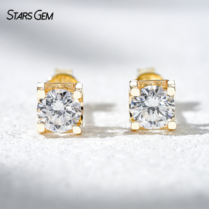 Pendientes con Diseño de Cabeza de Toro Starsgem, 0.5ct*2 Piezas, DEF VS, Corte Brillante Redondo, Diamantes Cultivados en Laboratorio - Product Image 1